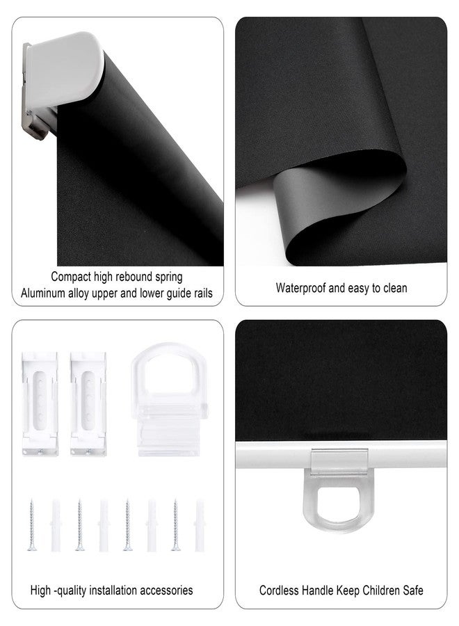 Sunoff Blackout Roller Shades Blinds Cordless for Windows Pull Down Room Darkening Door Blinds with Thermal Insulated Easy to Install for Living Room,Bedroom,Home,Office Bathroom Black 23" W x 72" H - Image 5